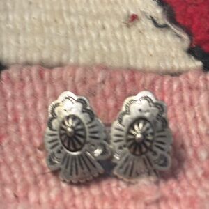 Silver concho Native American style earrings